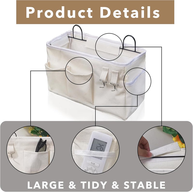 Kanrichu 2pcs Large Wall Hanging Organizer Bag, Linen Fabric Door Hanging Storage Baskets with Pockets, Waterproof Bin for Kitchen, Bedroom, Office, RV Camper (White) - Image 5